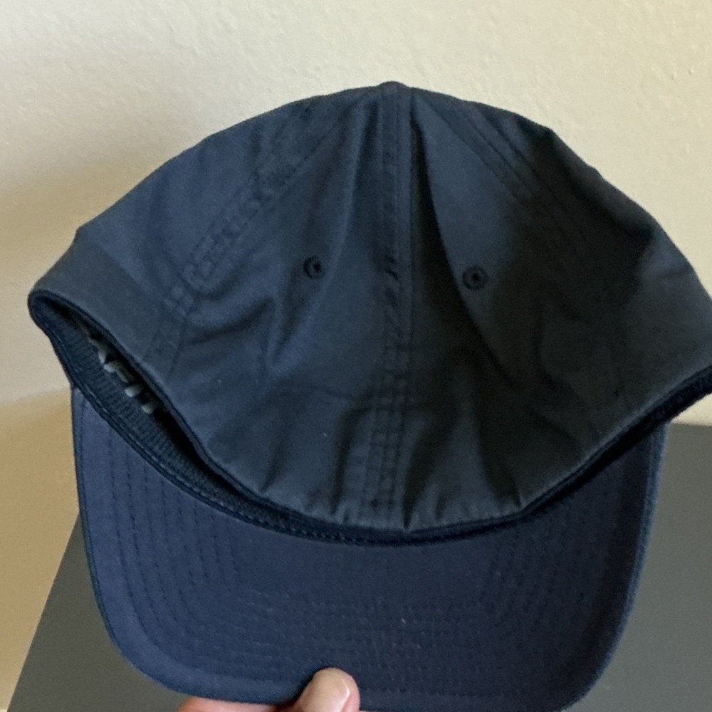Travis Mathew Navy Blue Hat with Brown Patch - Picture 2 of 4
